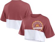 FANATICS Women's Fanatics Branded Maroon/White Minnesota Golden Gophers Oversized Badge Colorblock Cropped T-Shirt