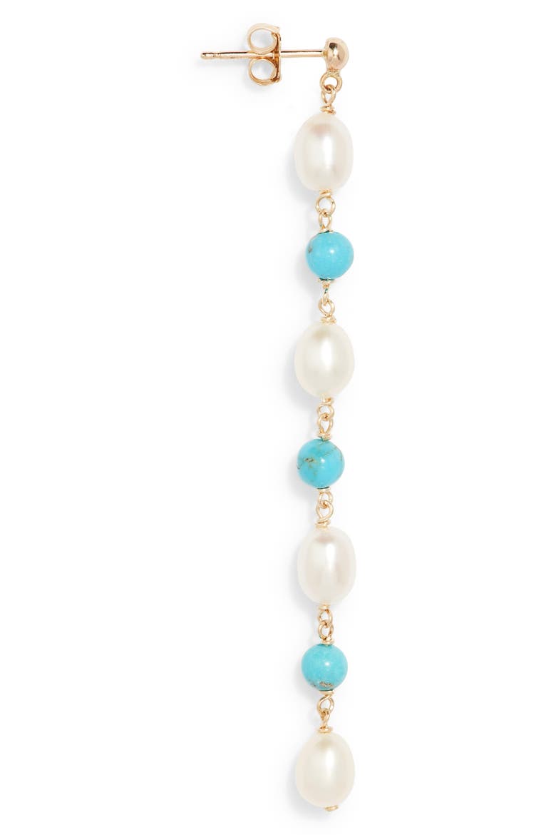 Baroque Pearl & Turquoise Drop Earrings, Alternate, color, 14KYG