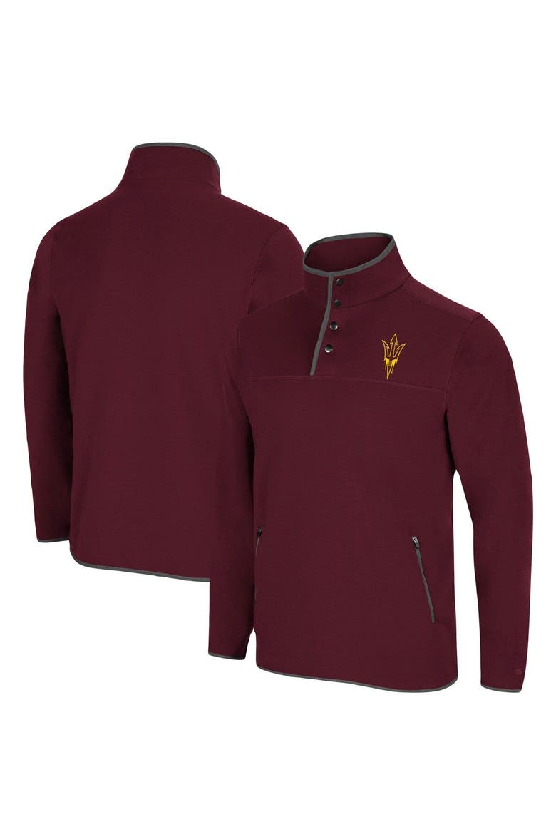 Men's Colosseum Maroon Arizona State Sun Devils Rebound Snap Pullover Jacket, Main, color, Maroon