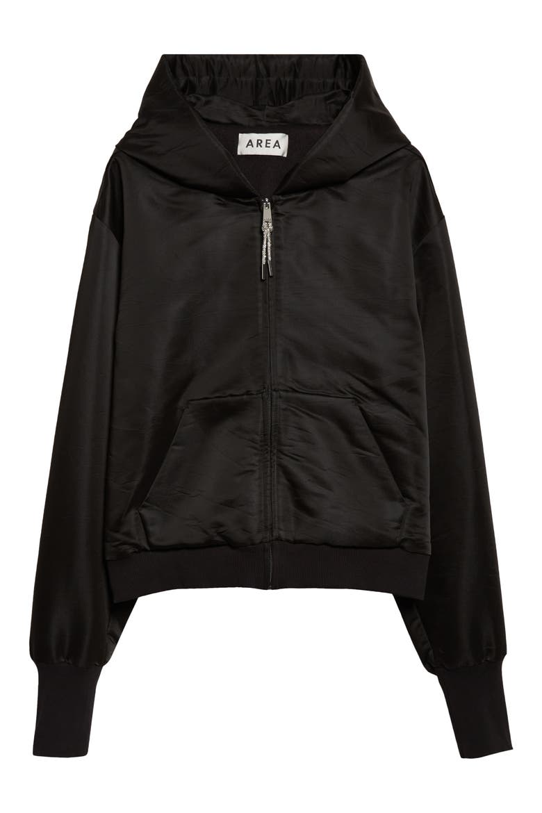 Crystal Knot Satin Full Zip Hoodie, Alternate, color, BLACK