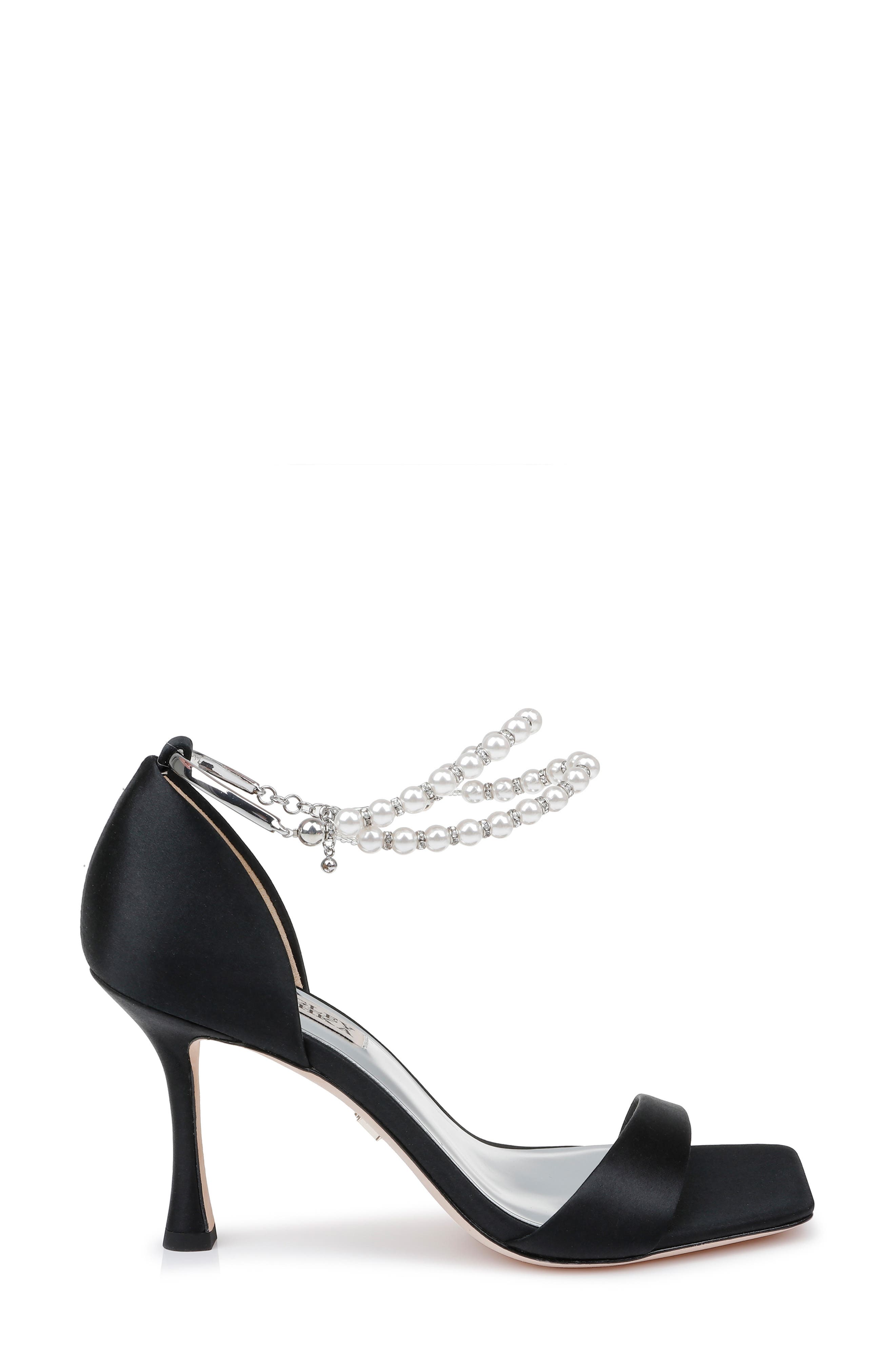 Badgley Mischka Collection Loretta Imitation Pearl Ankle Strap Sandal, Alternate, color, 