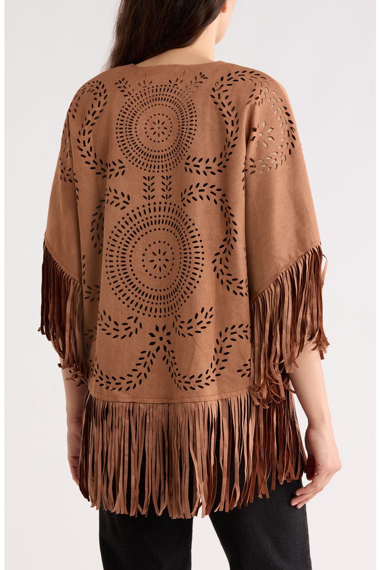 Fringe Faux Suede Jacket, Alternate, color, CAMEL