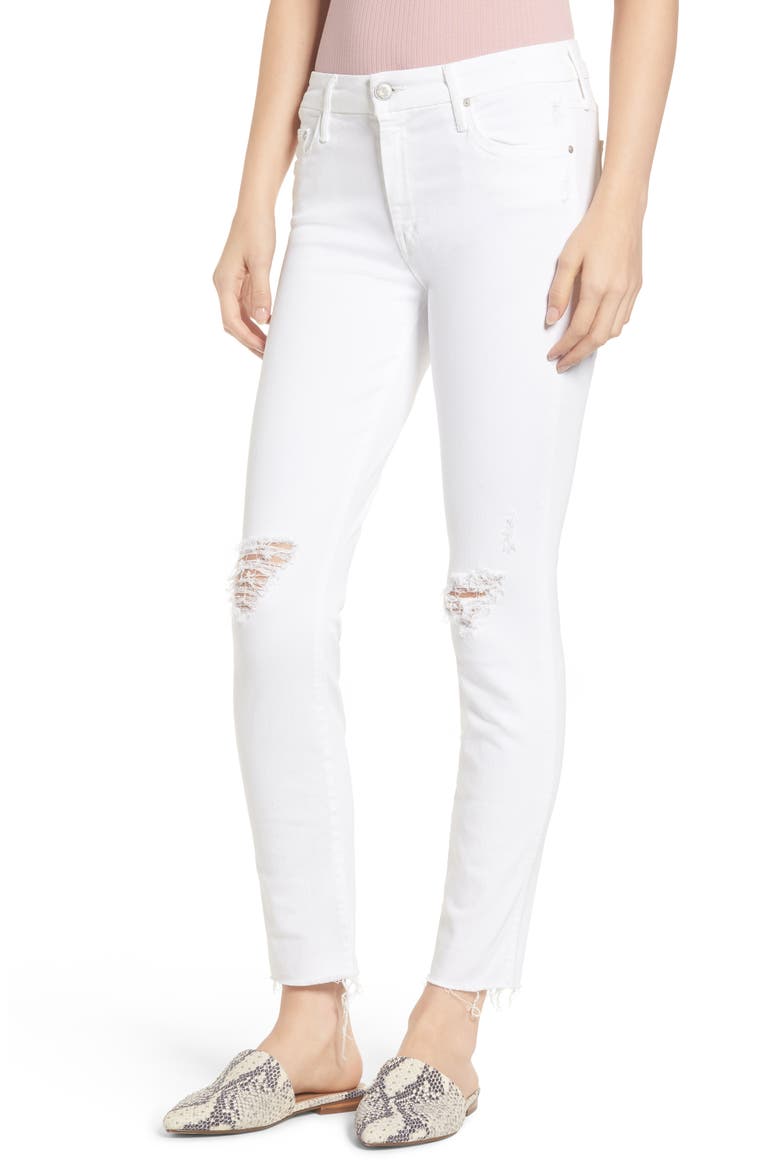 'Looker' Frayed Ankle Crop Jeans, Main, color, LITTLE MISS INNOCENT