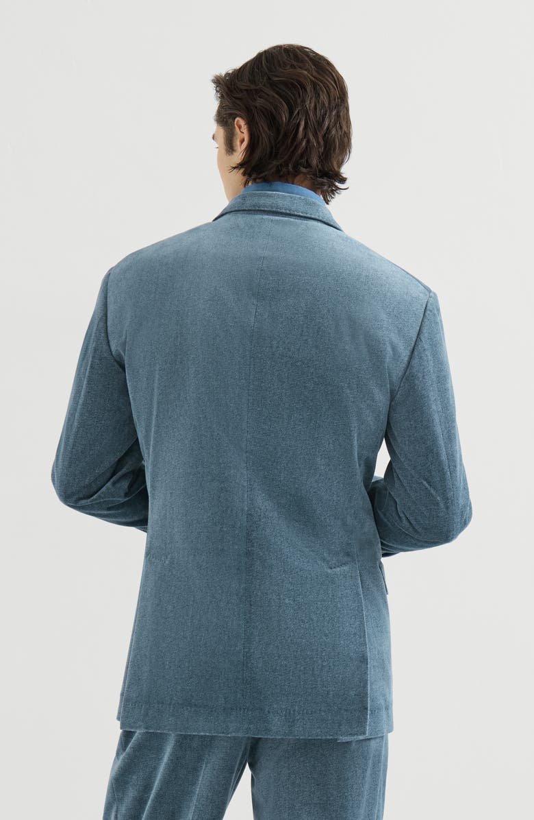 Brunello Cucinelli Denim-effect cotton velvet one-and-a-half breasted Tailor blazer with metal buttons, Alternate, color, Cerulean