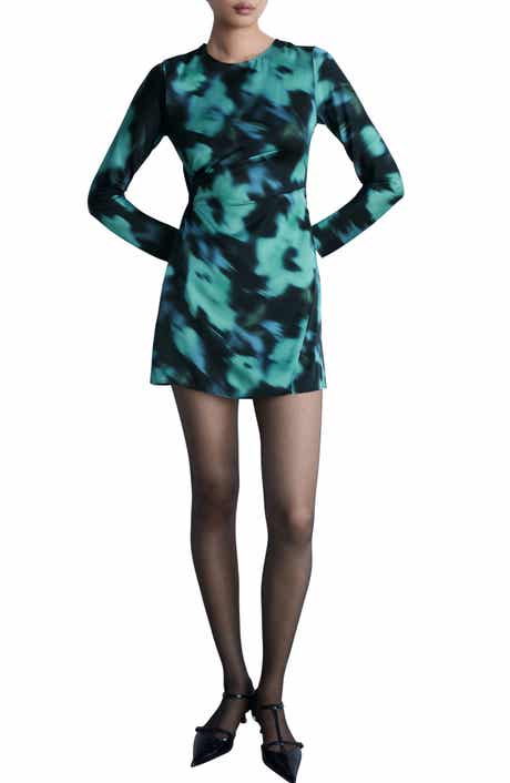 MANGO Print Long Sleeve Minidress