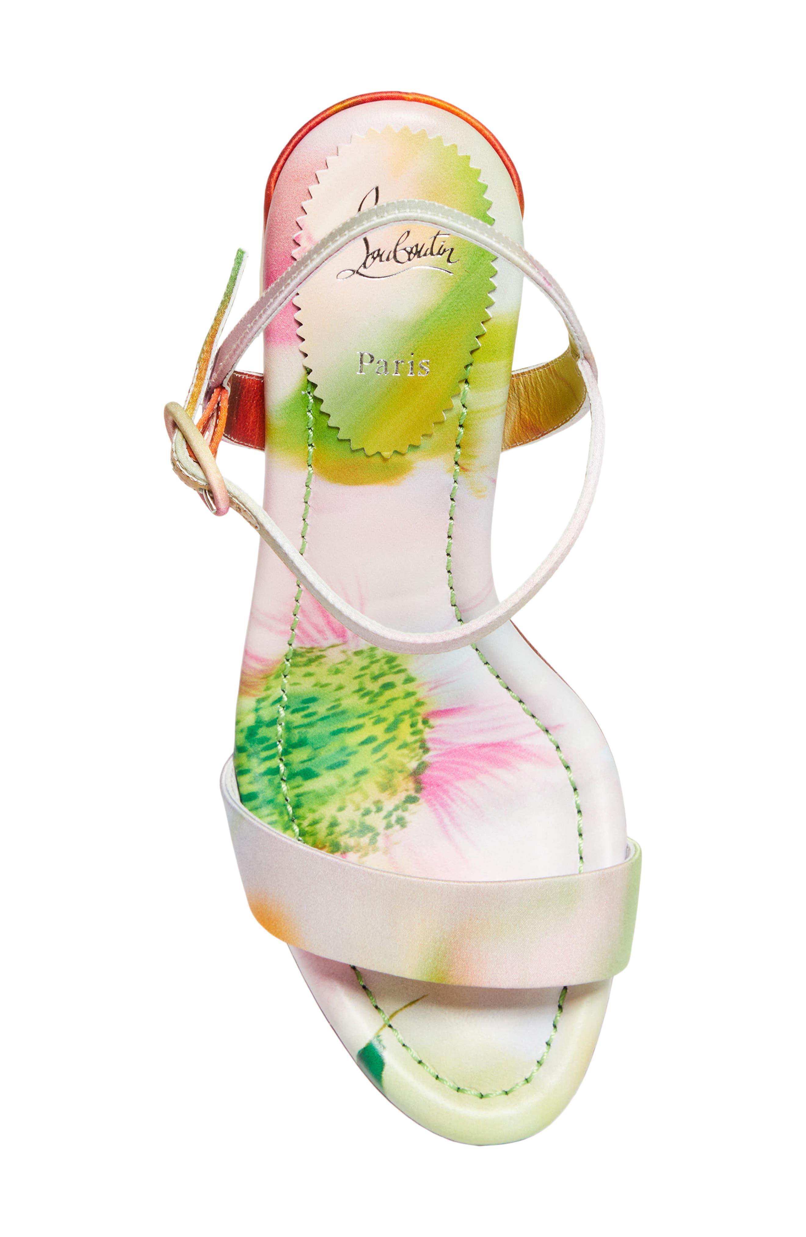 Christian Louboutin Jane Floral Print Block Heel Sandal, Alternate, color, Ivory Multi