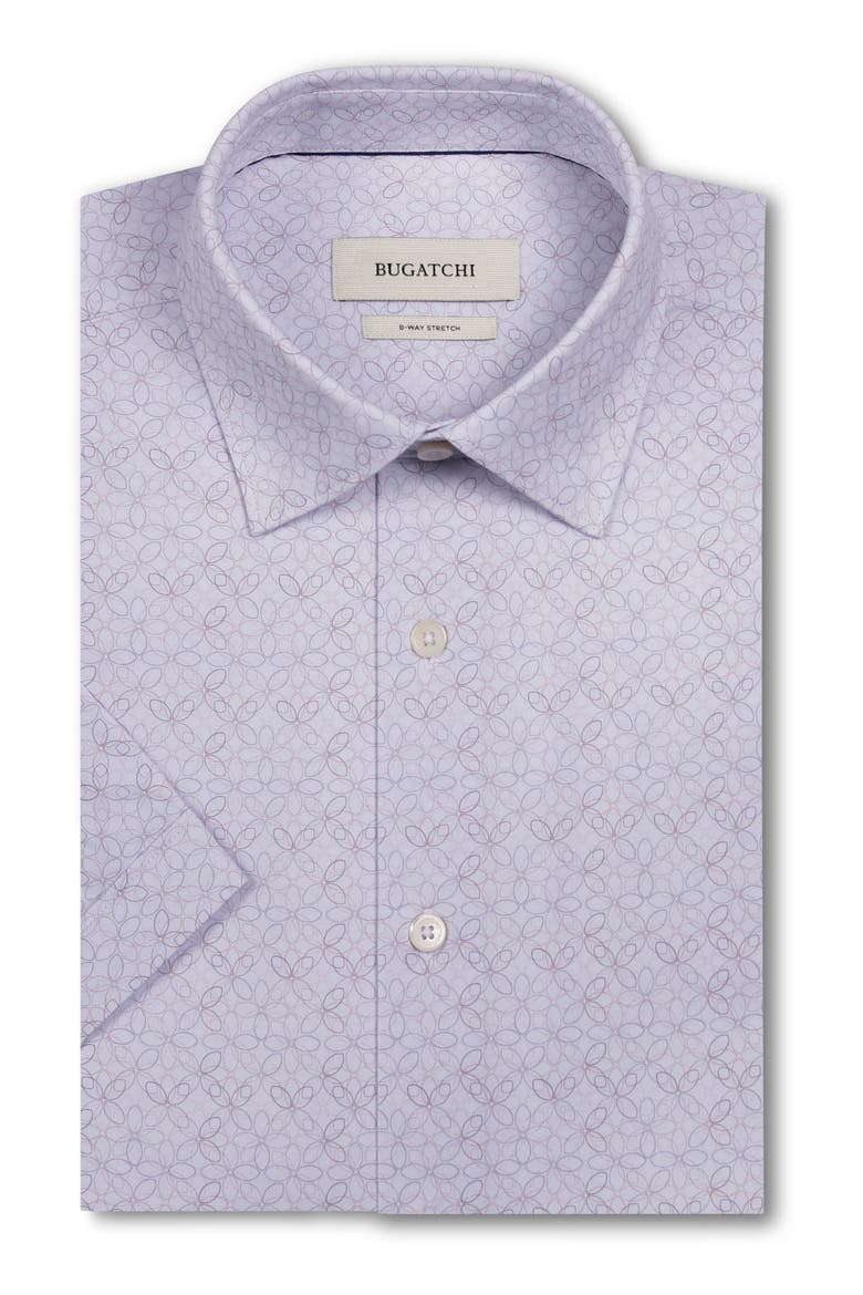 Miles OoohCotton® Geometric Print Short Sleeve Button-Up Shirt, Alternate, color, IVORY