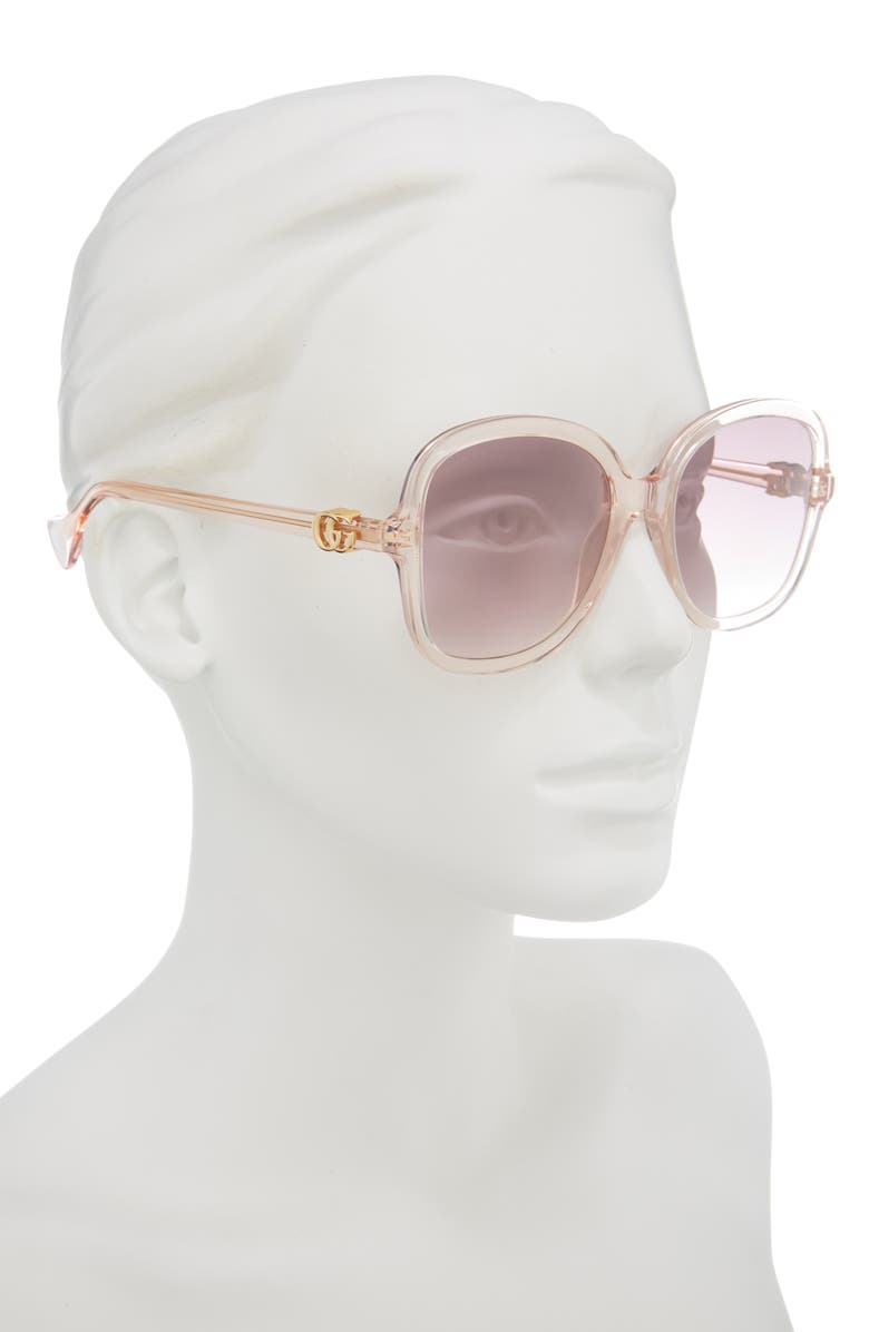 Gucci 56mm Round Sunglasses, Alternate, color, Pink Pink Violet