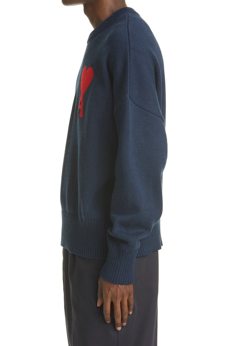 AMI Alexandre Mattiussi Ami de Coeur Oversize Logo Sweater, Alternate, color, 