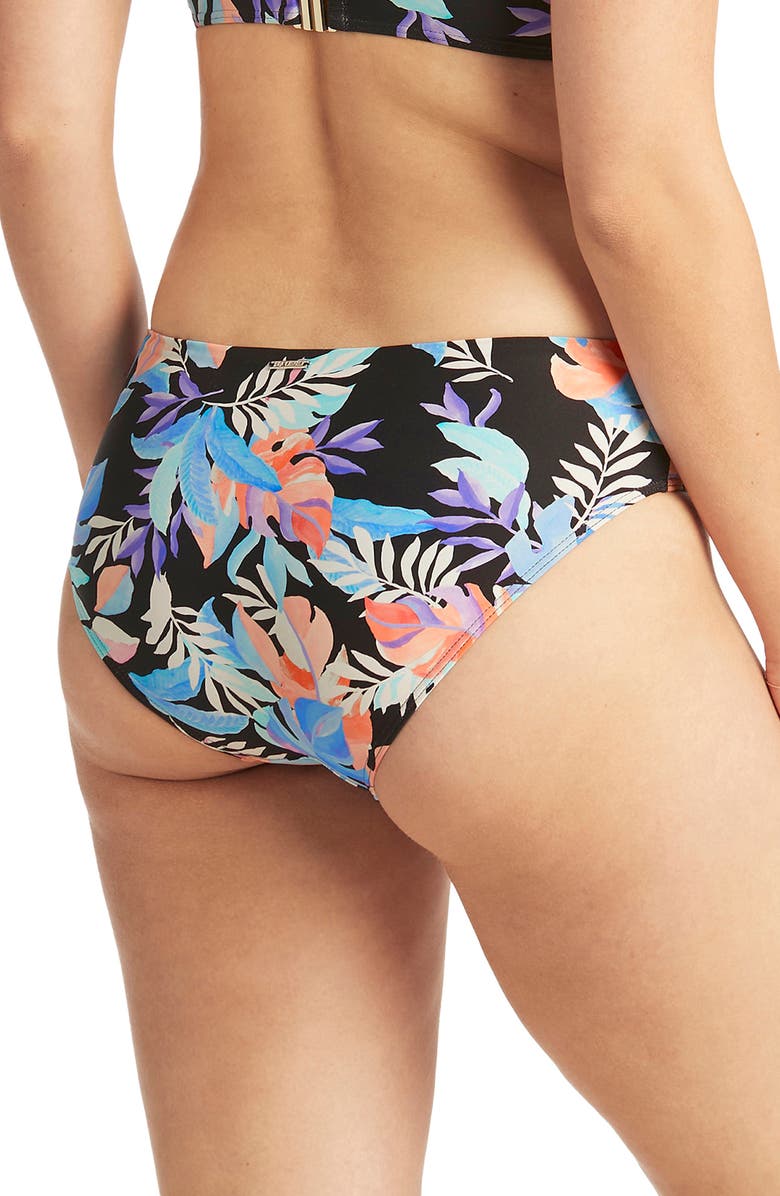 Sea Level Floral Print Bikini Bottoms, Alternate, color, Black