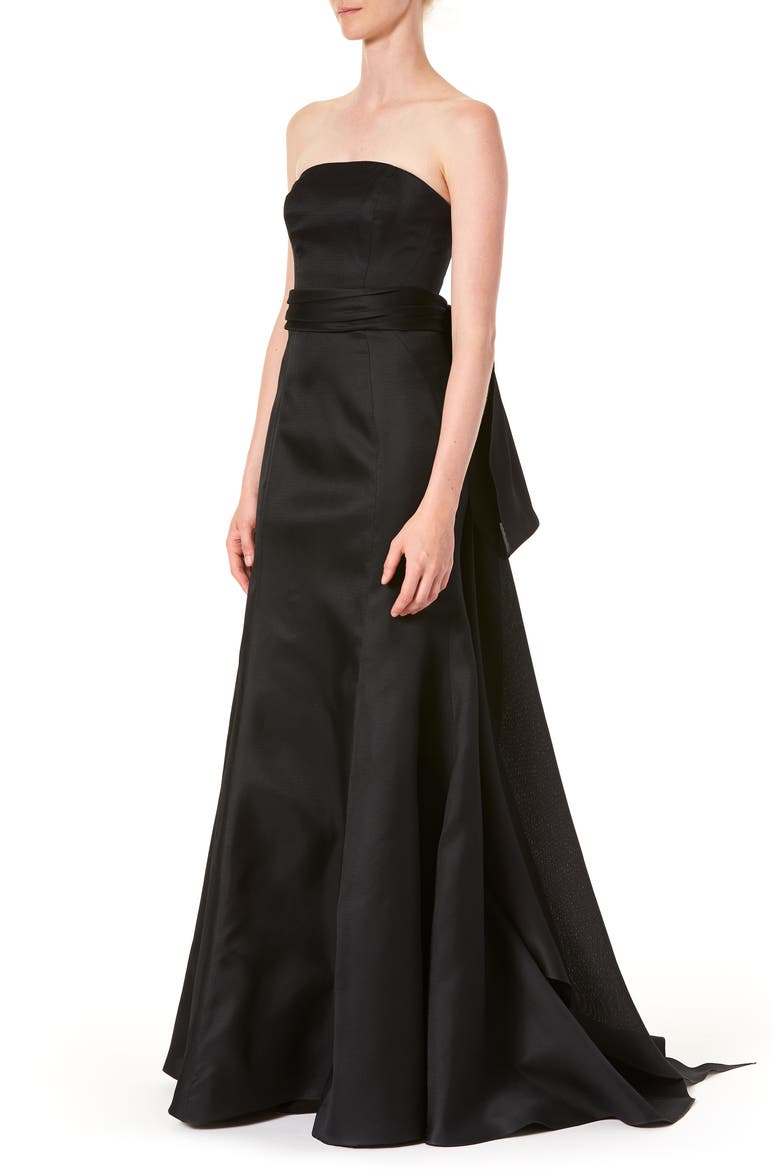 Strapless Silk Trumpet Gown, Alternate, color, BLACK