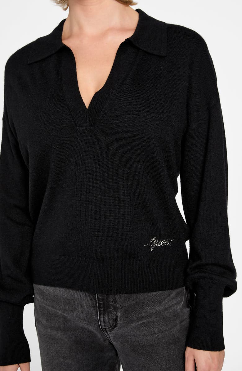 GUESS Miranda Polo Sweater, Alternate, color, Jblack-Black