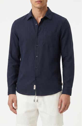 Long Sleeve Linen Blend Button-Up Shirt