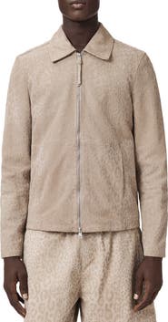 AllSaints Hockley Debossed Animal Print Suede Jacket