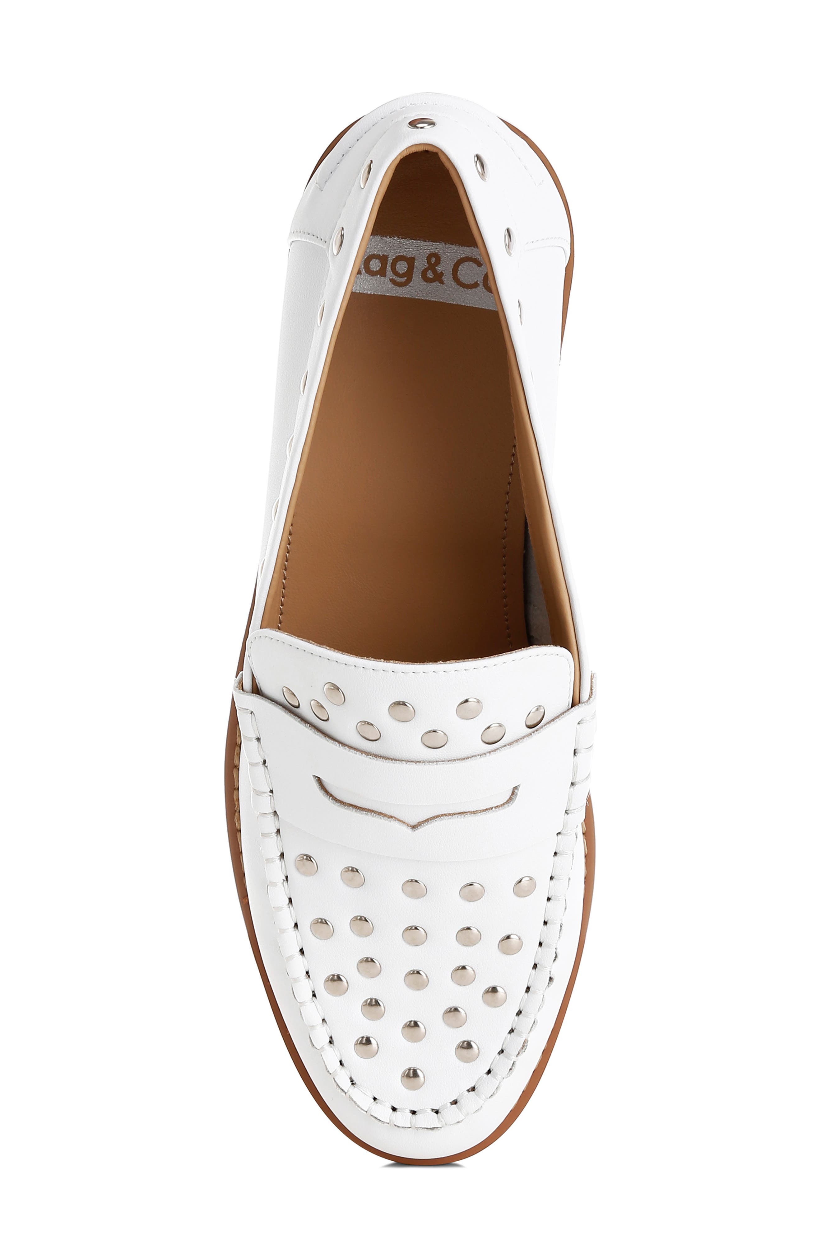 Oglavia Stud Penny Loafer, Alternate, color, WHITE