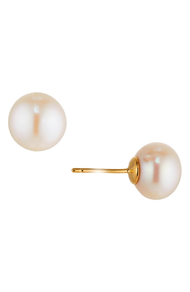 Nadri Freshwater Button Pearl Stud Earrings, Main, color, Pearl/ Gold