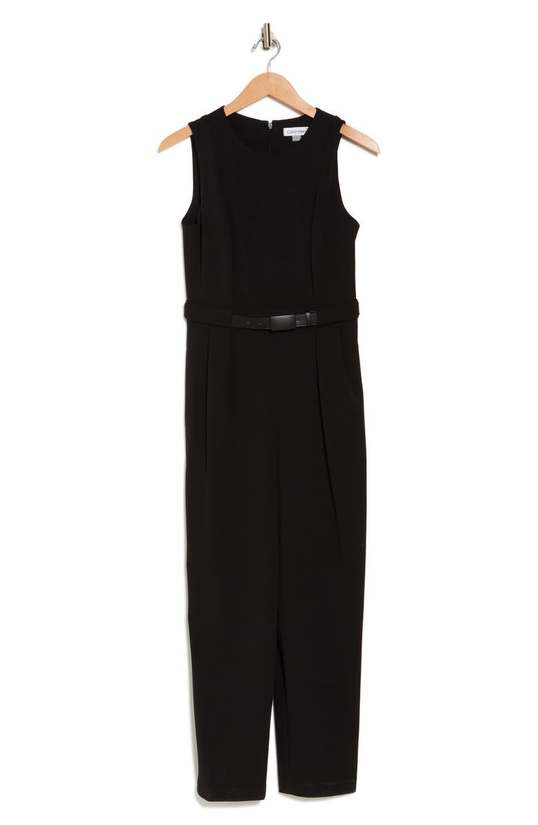 Calvin Klein Sleeveless Belted Jumpsuit, Alternate, color,