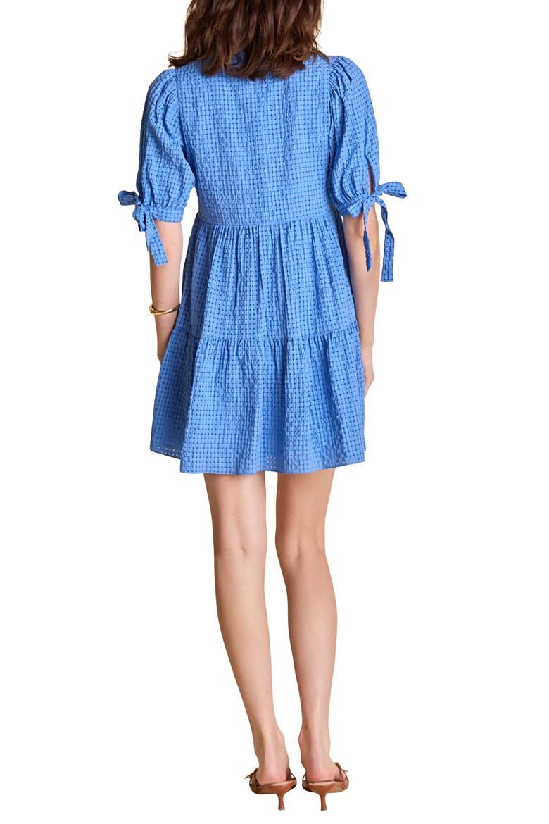 Texture Puff Sleeve Dress, Alternate, color, BLUE