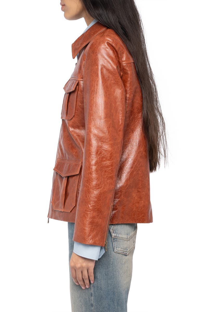 Zadig & Voltaire Lienna Leather Jacket, Alternate, color, Burn