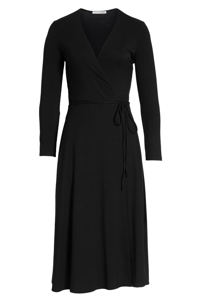 Maurie Wrap Dress, Alternate, color, BLACK