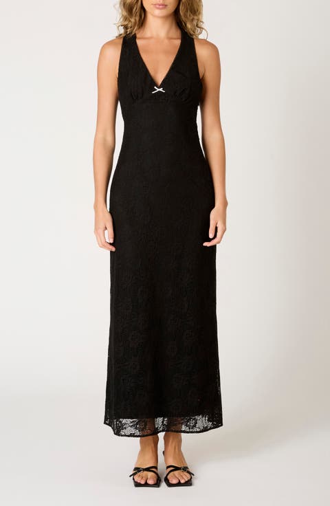 Tasha Cross Back Stretch Cotton Blend Lace Dress