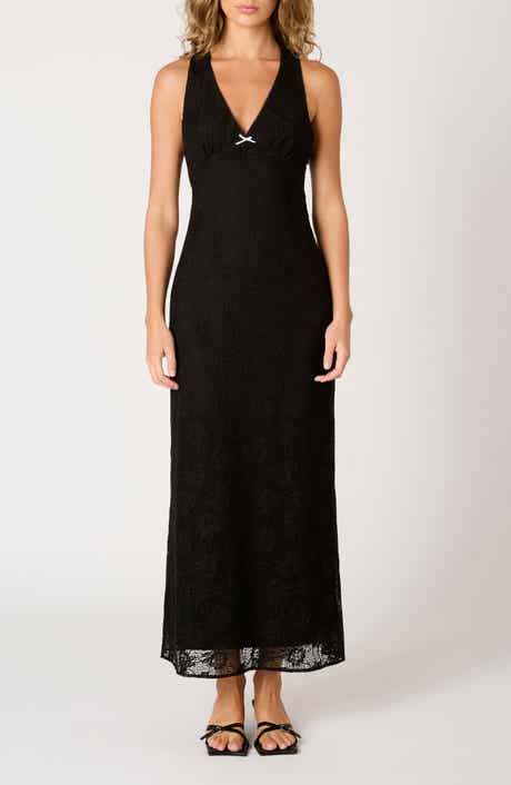 Nia Tasha Cross Back Stretch Cotton Blend Lace Dress