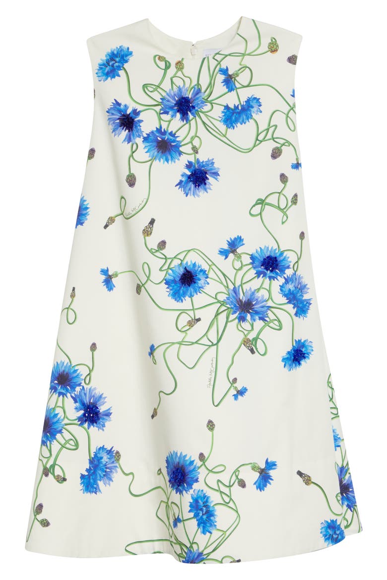 Cornflower Embroidered Cotton Trapeze Minidress, Alternate, color, CORNFLOWER