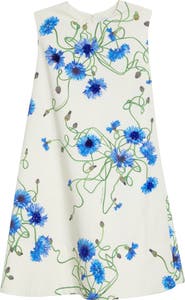 Stella McCartney Cornflower Embroidered Cotton Trapeze Minidress