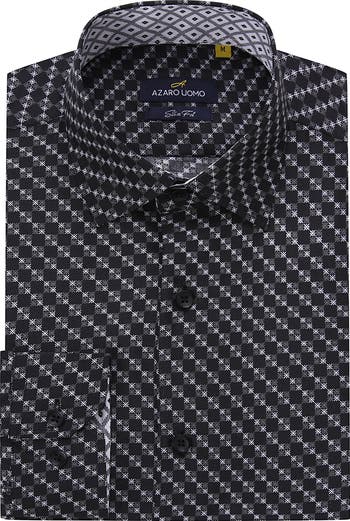 Slim Fit Geometric Print Performance Button-Up Shirt