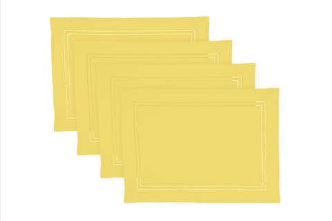 Linen Placemats - Linen Double Hemstitch, 14" x 19" Inch