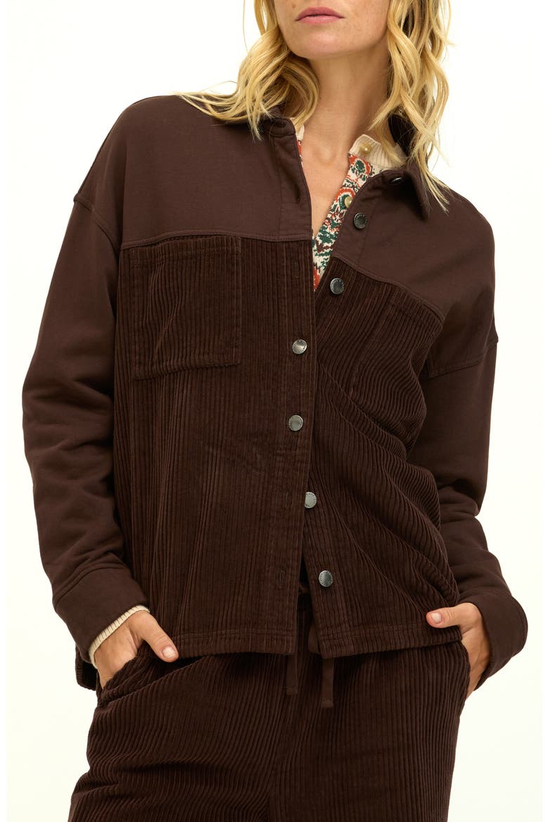Peggy Mixed Media Shirt Jacket, Main, color, COCOA