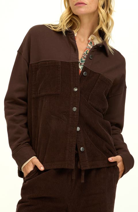 Peggy Mixed Media Shirt Jacket