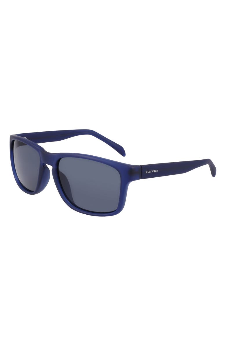Cole Haan 57mm Squared Polarized Sunglasses, Alternate, color, Navy Crystal