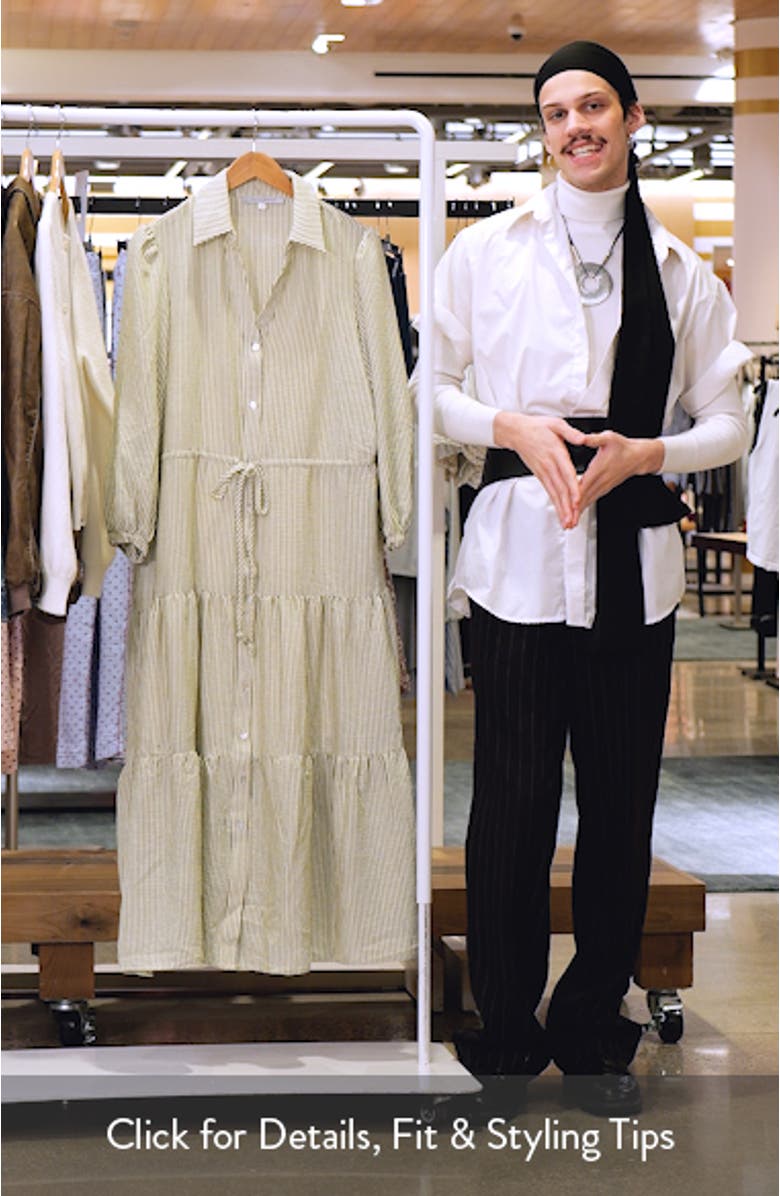 Stripe Bracelet Sleeve Button-Up Shirtdress, sales video thumbnail