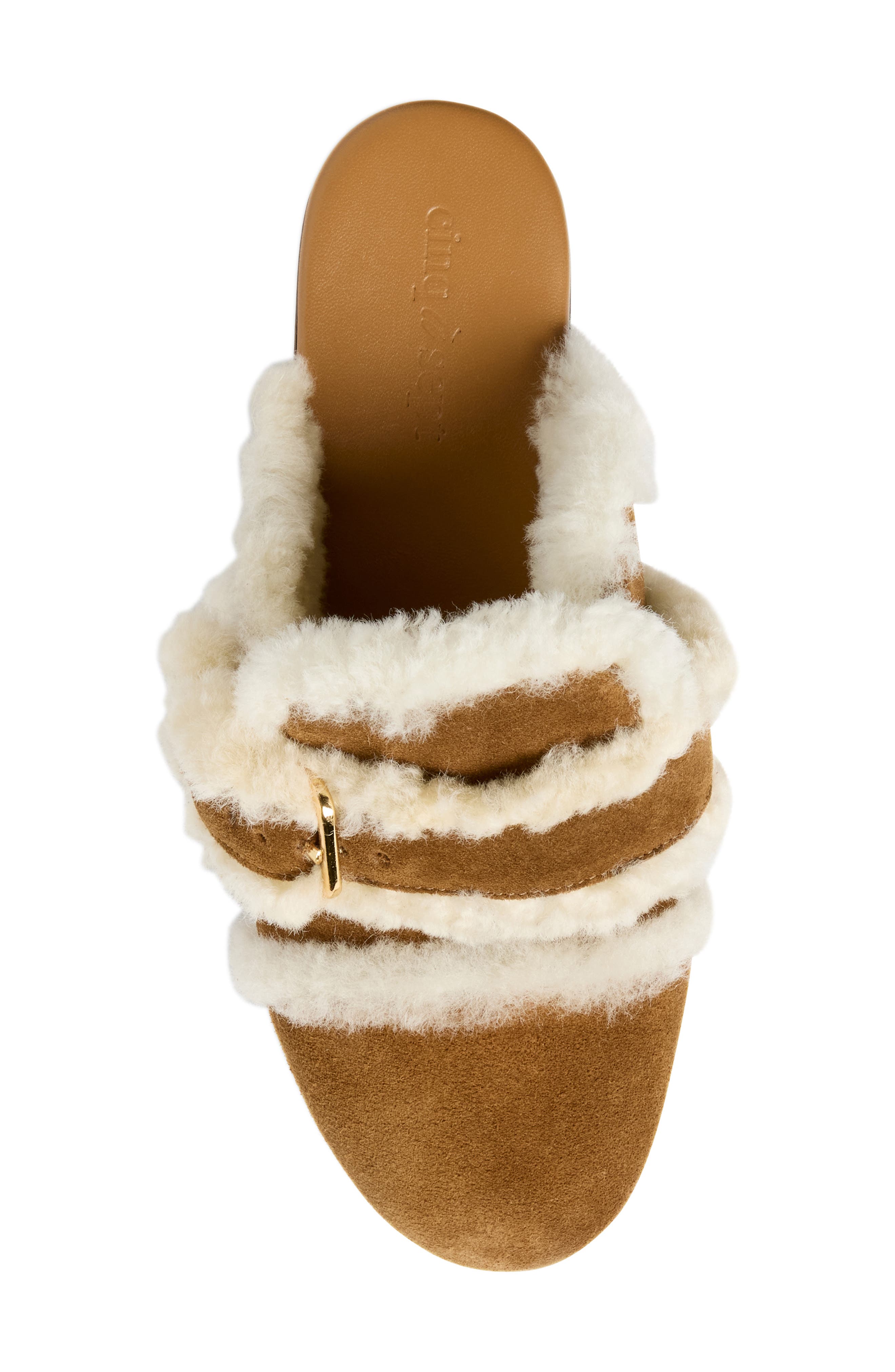 Cinq à Sept Wrenley Genuine Shearling Buckle Clog, Alternate, color, Golden Sienna