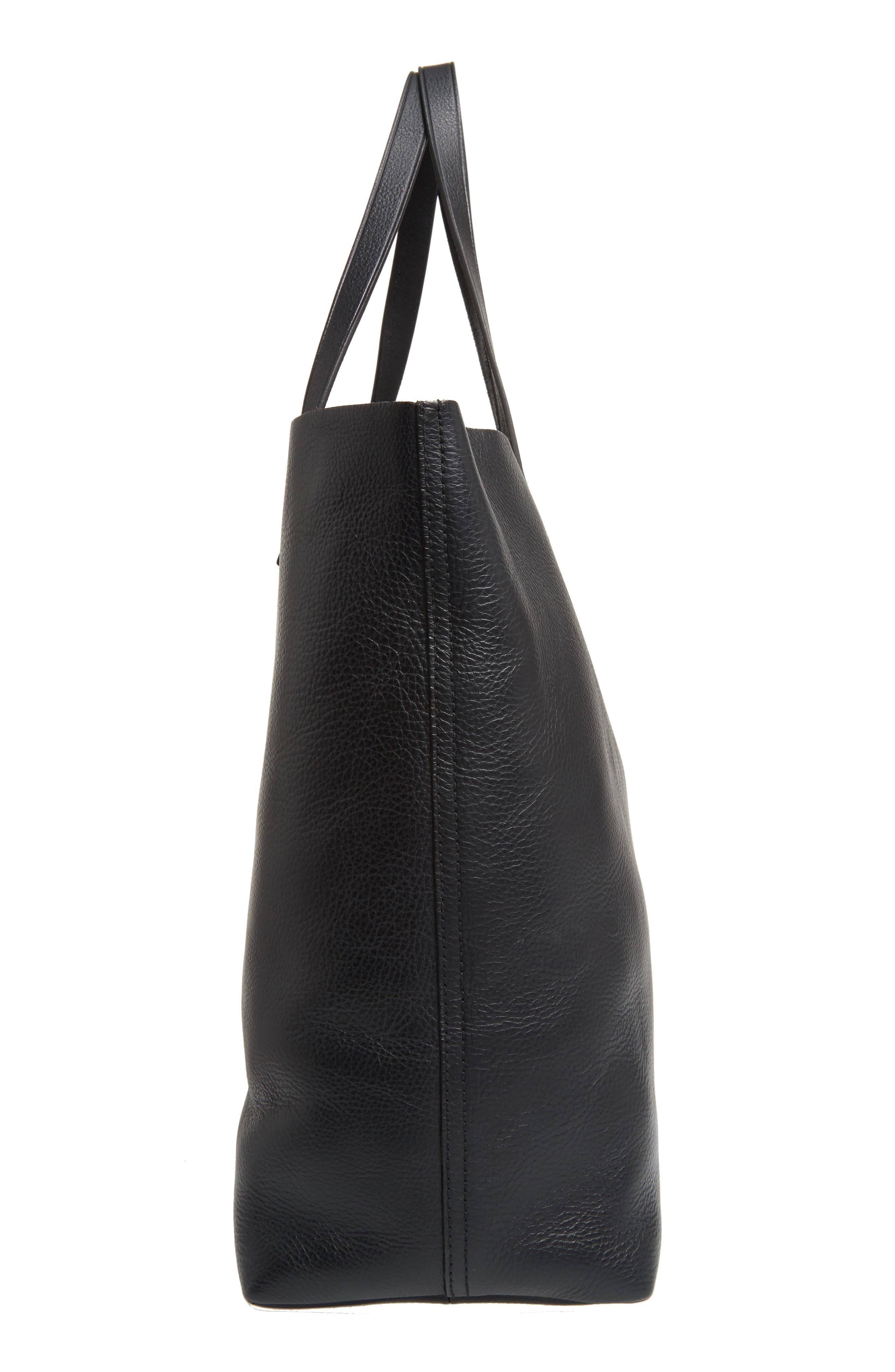 Paint Stripe Transport Leather Tote, Alternate, color, TRUE BLACK