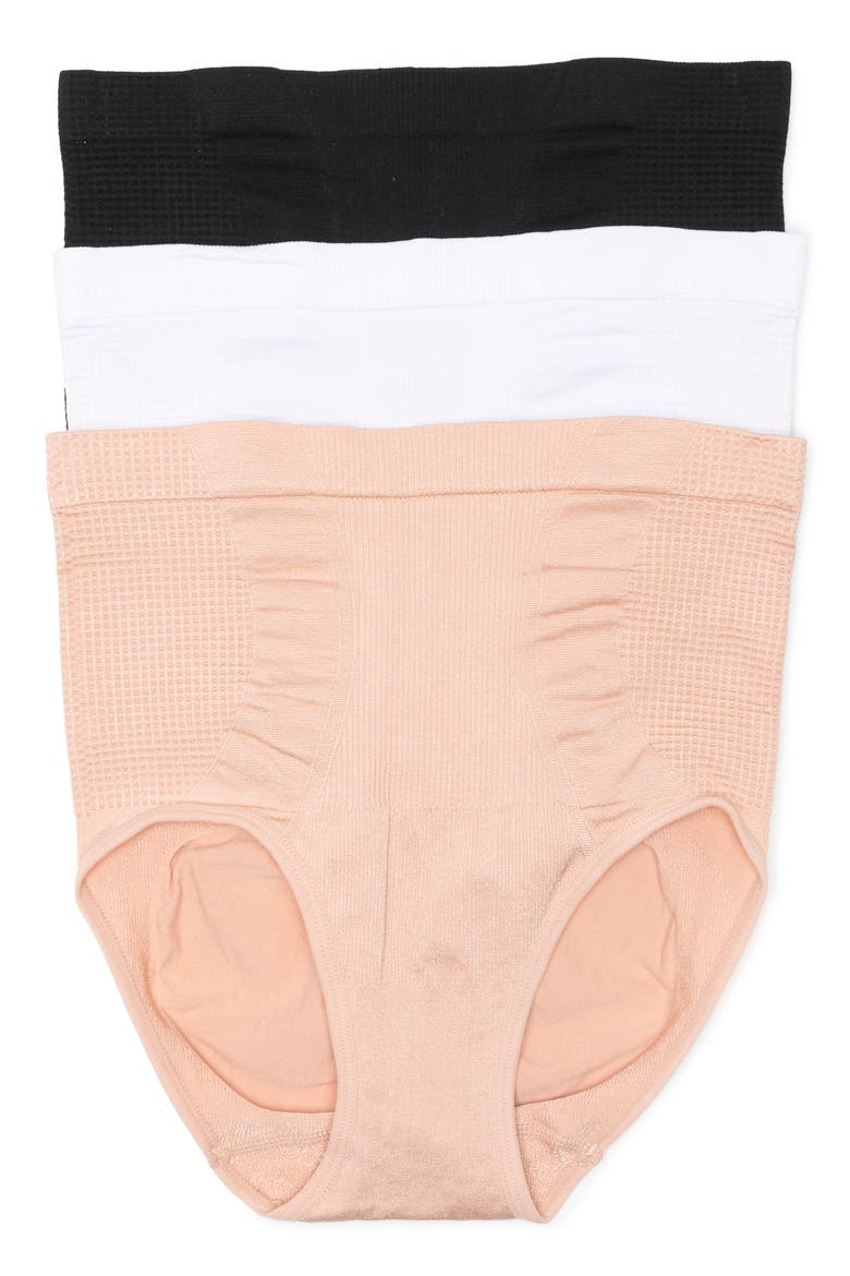 3-Pack Seamless High Waist Shaping Briefs, Main, color, NAKED/ WHITE/ BLACK