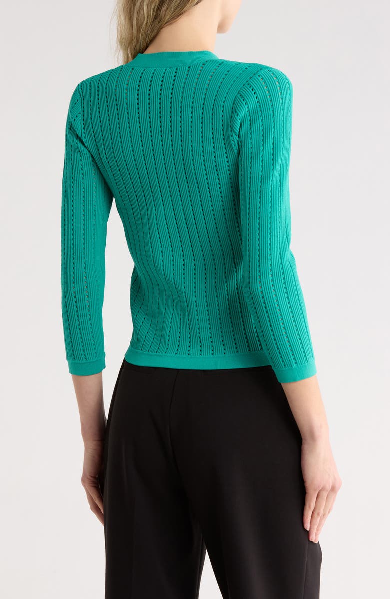 L'AGENCE Irvin Pointelle Cardigan, Alternate, color, Lagoon/ Ant Nickel