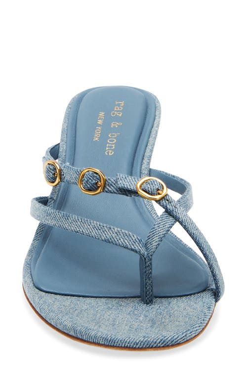 Rag & Bone Sammie Denim Buckle Kitten-heel Sandals In Blue