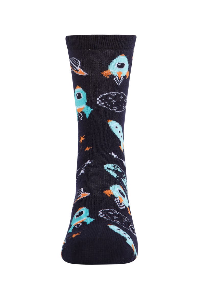 Rocket Ship Crew Socks, Alternate, color, Navy