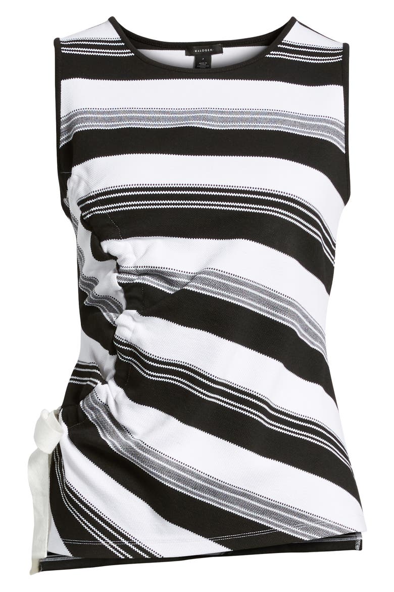 Ruched Stripe Tank Top, Alternate, color, BLACK- IVORY STRIPE