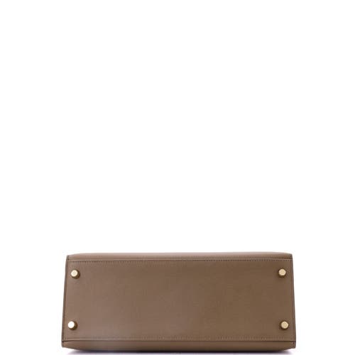Pre-owned Hermes  Hermes Kelly Handbag Grey Clemence With Gold Hardware 28 In Brown