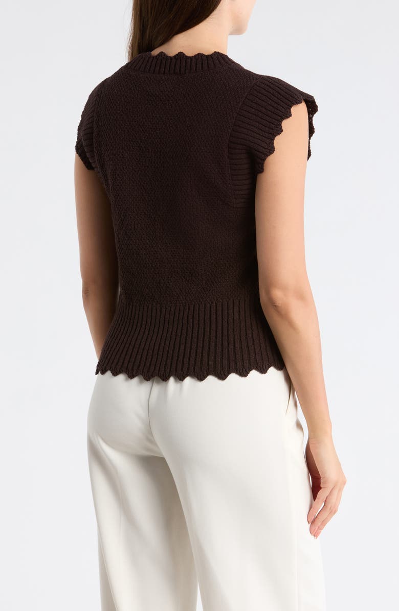 ELIE ELIE TAHARI Scalloped Sleeveless Sweater, Alternate, color, Ganache