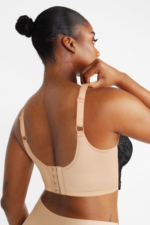 Shapellx Supportive Unlined Lace Underwired Bra In Classic Black+khaki