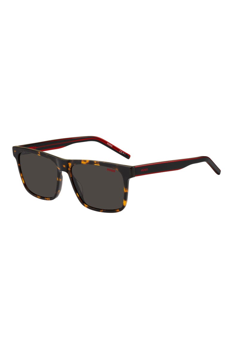 56mm Square Sunglasses, Alternate, color, HAVANA RED