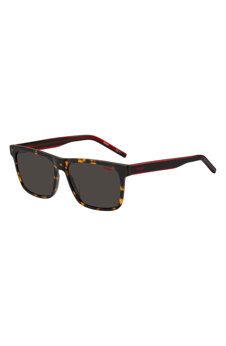 BOSS 56mm Square Sunglasses, Alternate, color, Havana Red