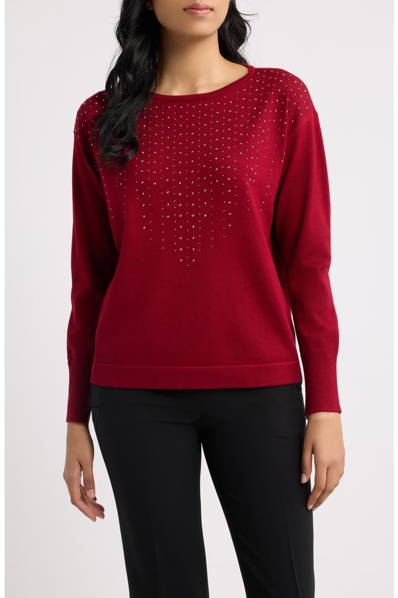Beaded Bateau Neck Sweater, Main, color, TITIAN RED
