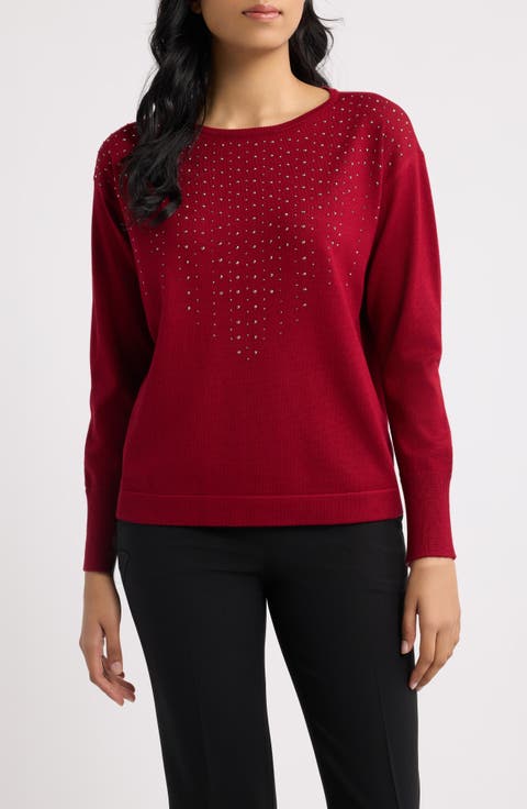 Beaded Bateau Neck Sweater
