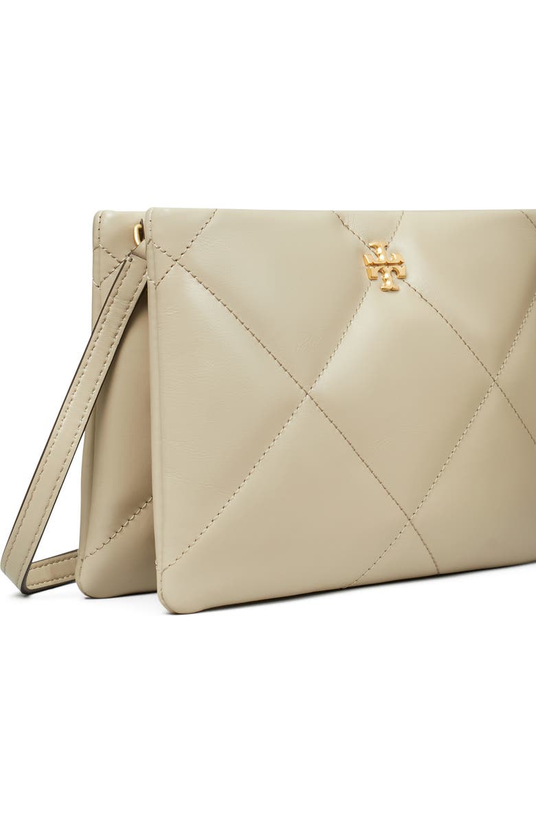 Tory Burch Kira Diamond Quilted Leather Crossbody Bag, Alternate, color, Light Stone