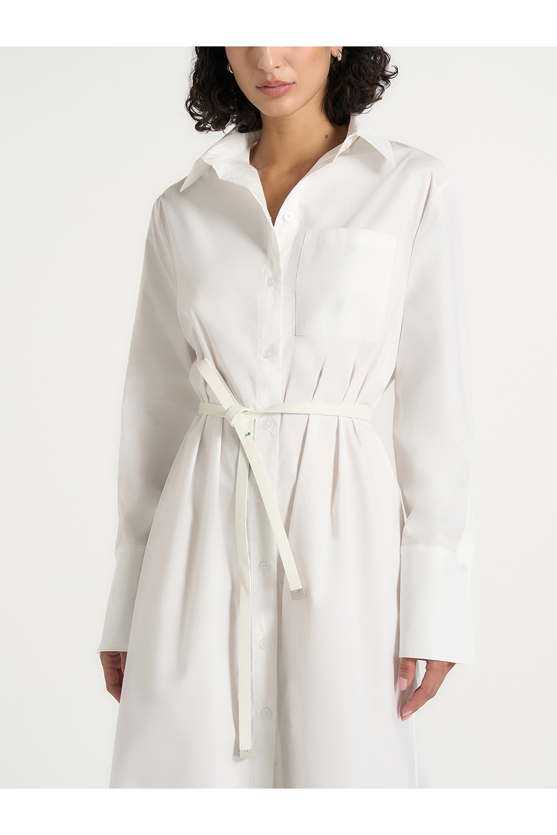 Isa Belted Cotton Midi Shirt Dress, Alternate, color, White